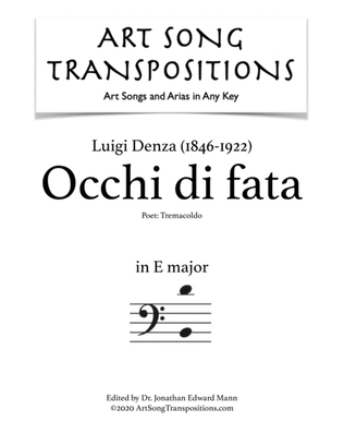 Book cover for DENZA: Occhi di fata (transposed to E major, bass clef)