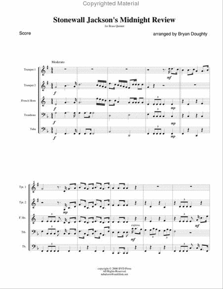 Stonewall Jackson's Midnight Review Brass Quintet scores gallery preview page 2