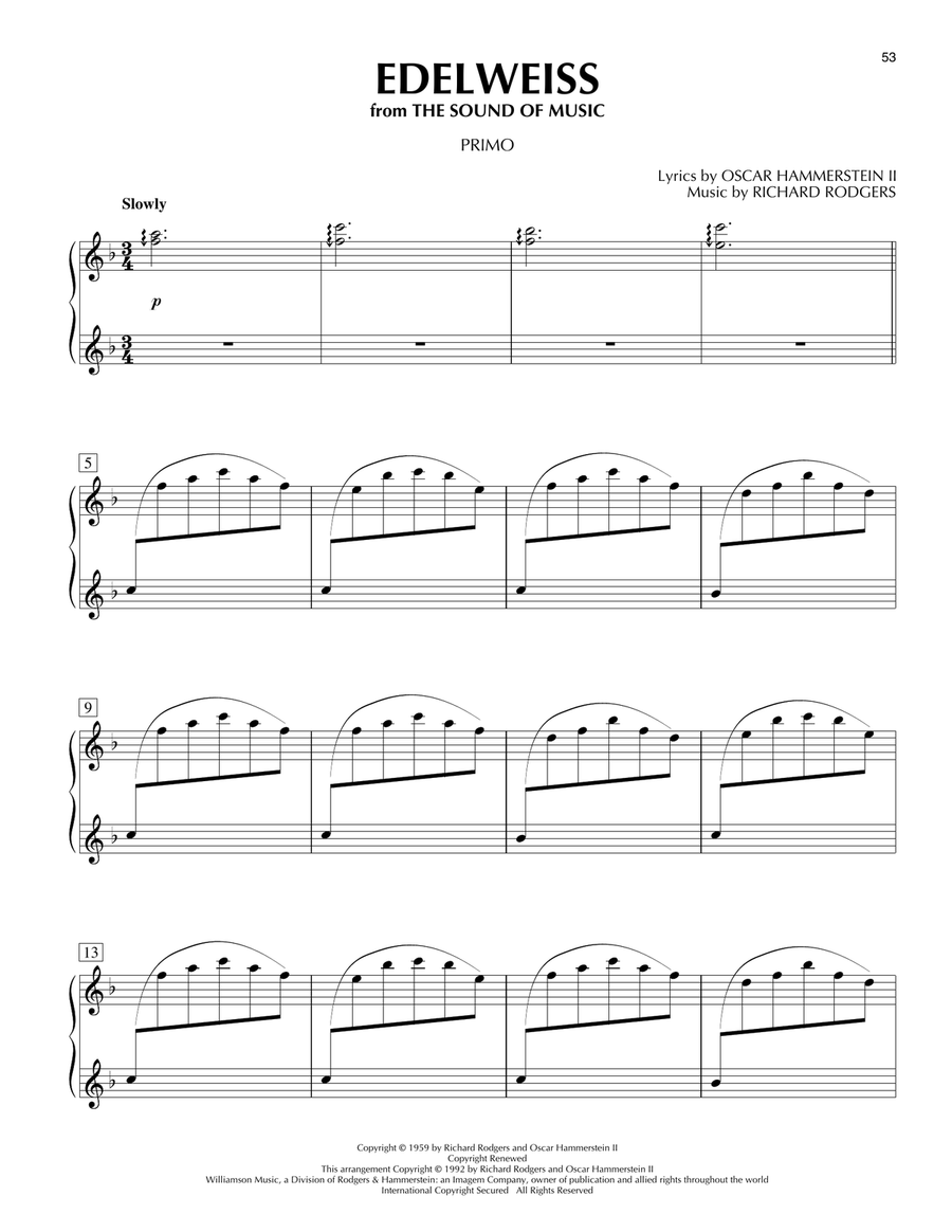 Edelweiss (from The Sound Of Music) 1 Piano, 4-Hands scores gallery preview page 2