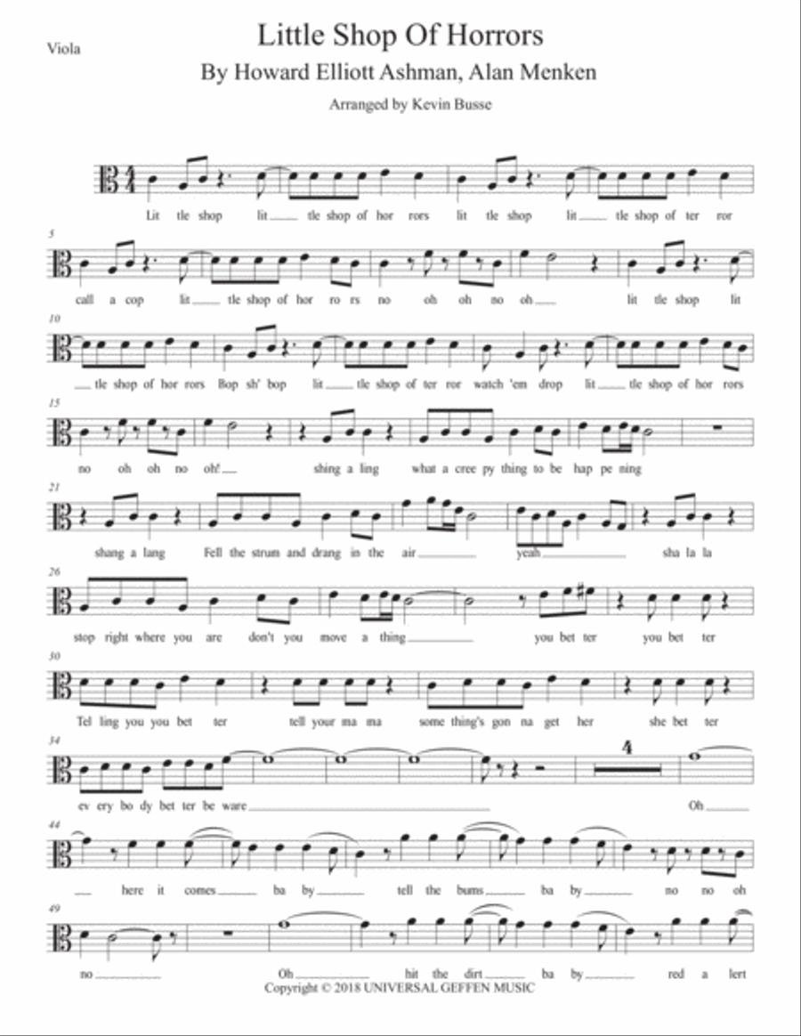 Little Shop Of Horrors Little Shop Of Horrors Viola Solo scores gallery preview page 1