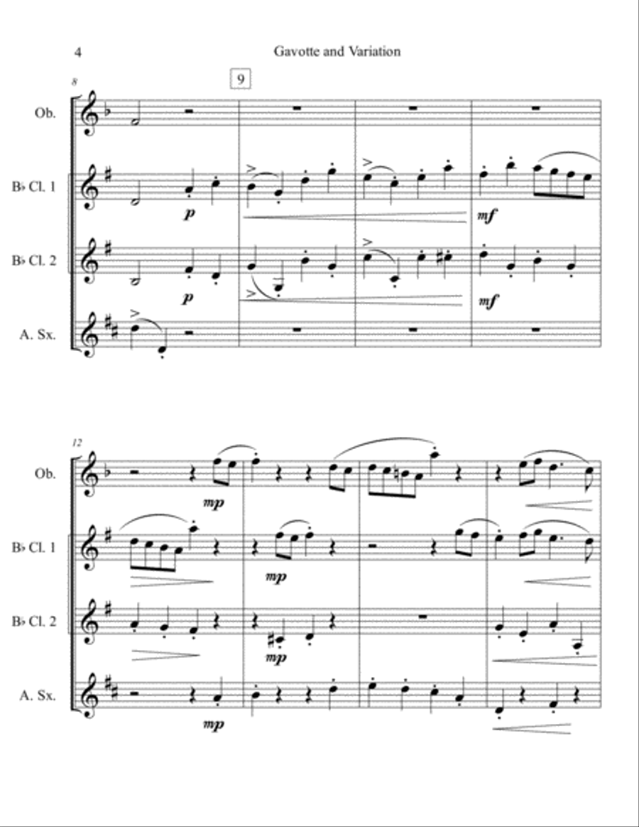Gavotte and Variation - Woodwind Quartet Woodwind Quartet scores gallery preview page 4