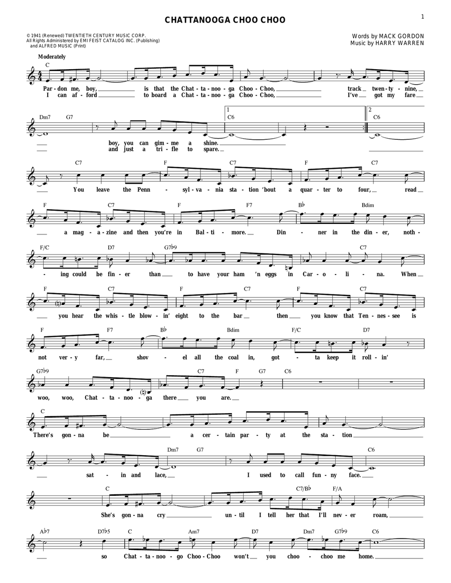 Chattanooga Choo Choo Chattanooga Choo Choo Guitar scores gallery preview page 1