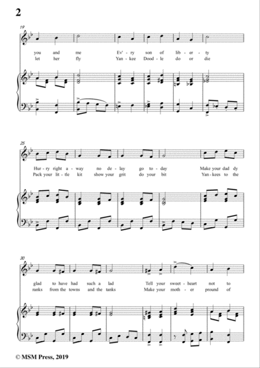 George M. Cohan-Over There,in B flat Major,for Voice and Piano Voice Solo scores gallery preview page 4