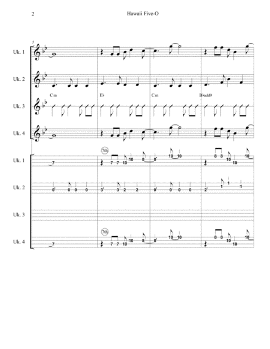 Hawaii Five-O Theme Ukulele scores gallery preview page 2