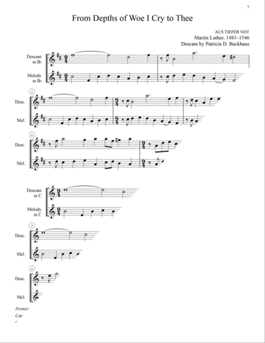 Thirty-Three Hymn Descants and Melodies for Reformation C Instrument scores gallery preview page 3