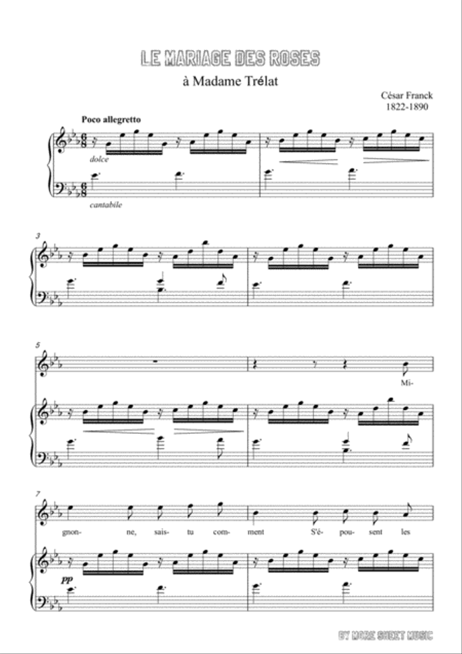 Franck-Le mariage des roses in E flat Major,for voice and piano Voice Solo scores gallery preview page 3