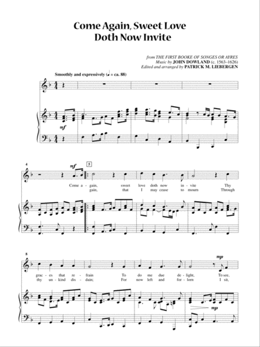 Come Again, Sweet Love Doth Now Invite [Medium Voice] Medium Voice scores gallery preview page 1