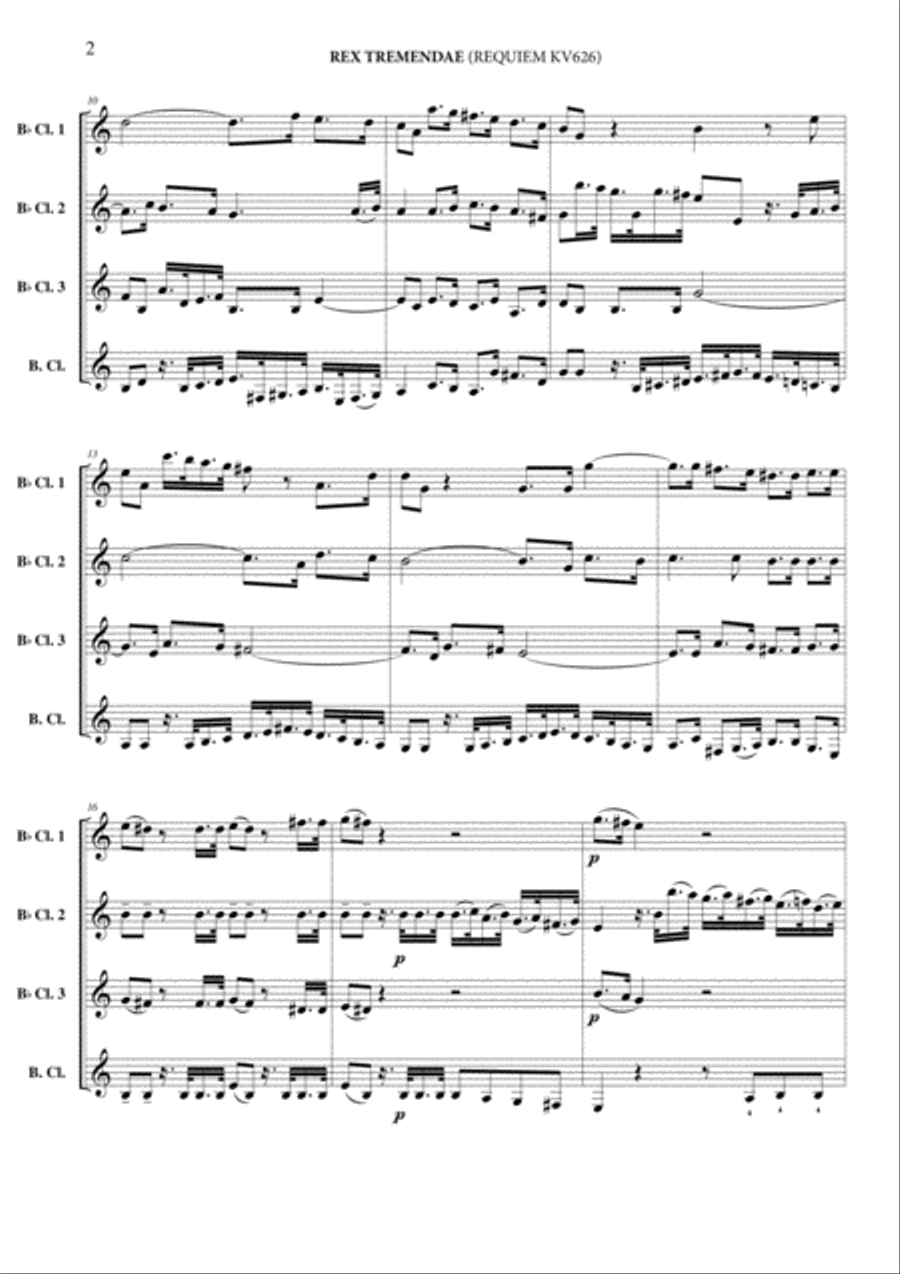 Rex Tremendae (Requiem KV 626) Clarinet Quartet scores gallery preview page 3