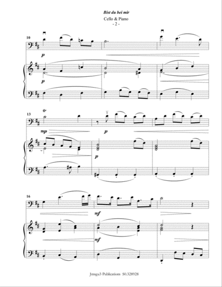 Bach: Bist du bei mir BWV 508 for Cello & Piano Piano scores gallery preview page 2