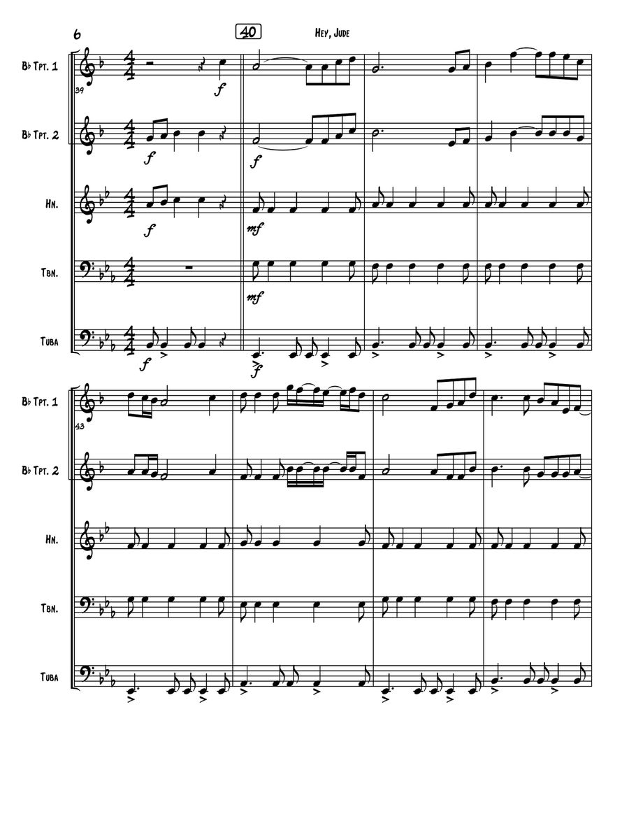 Hey Jude Hey Jude Brass Quintet scores gallery preview page 6