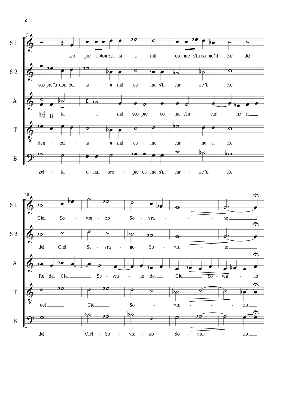 Angel dal ciel disceso - Sacred Motet for Choir SSATB a cappella Divisi scores gallery preview page 2