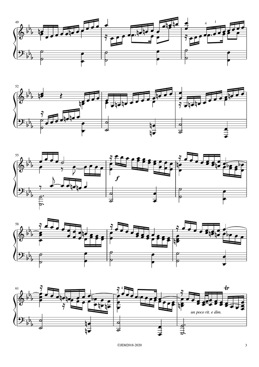 J.S. Bach, Passacaglia BWV 582, arrangment / transcription for piano by Jaap Eilander Piano Solo scores gallery preview page 3