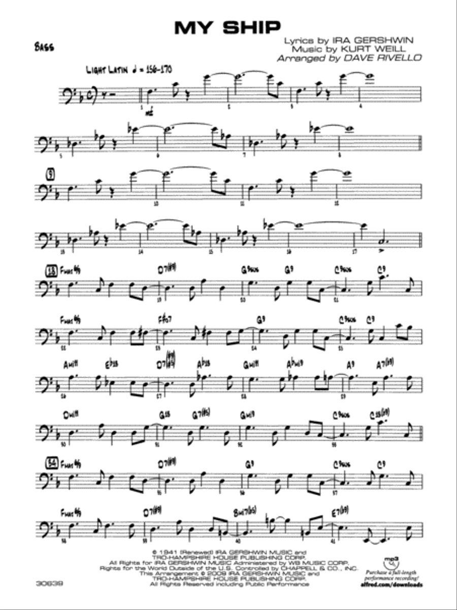 My Ship: String Bass Jazz Ensemble scores gallery preview page 1