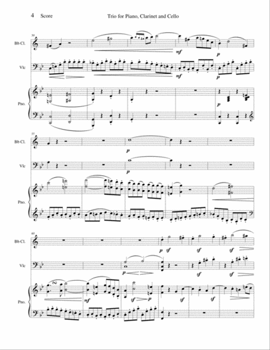Trio for Piano, Clarinet and Cello B-Flat Clarinet scores gallery preview page 4