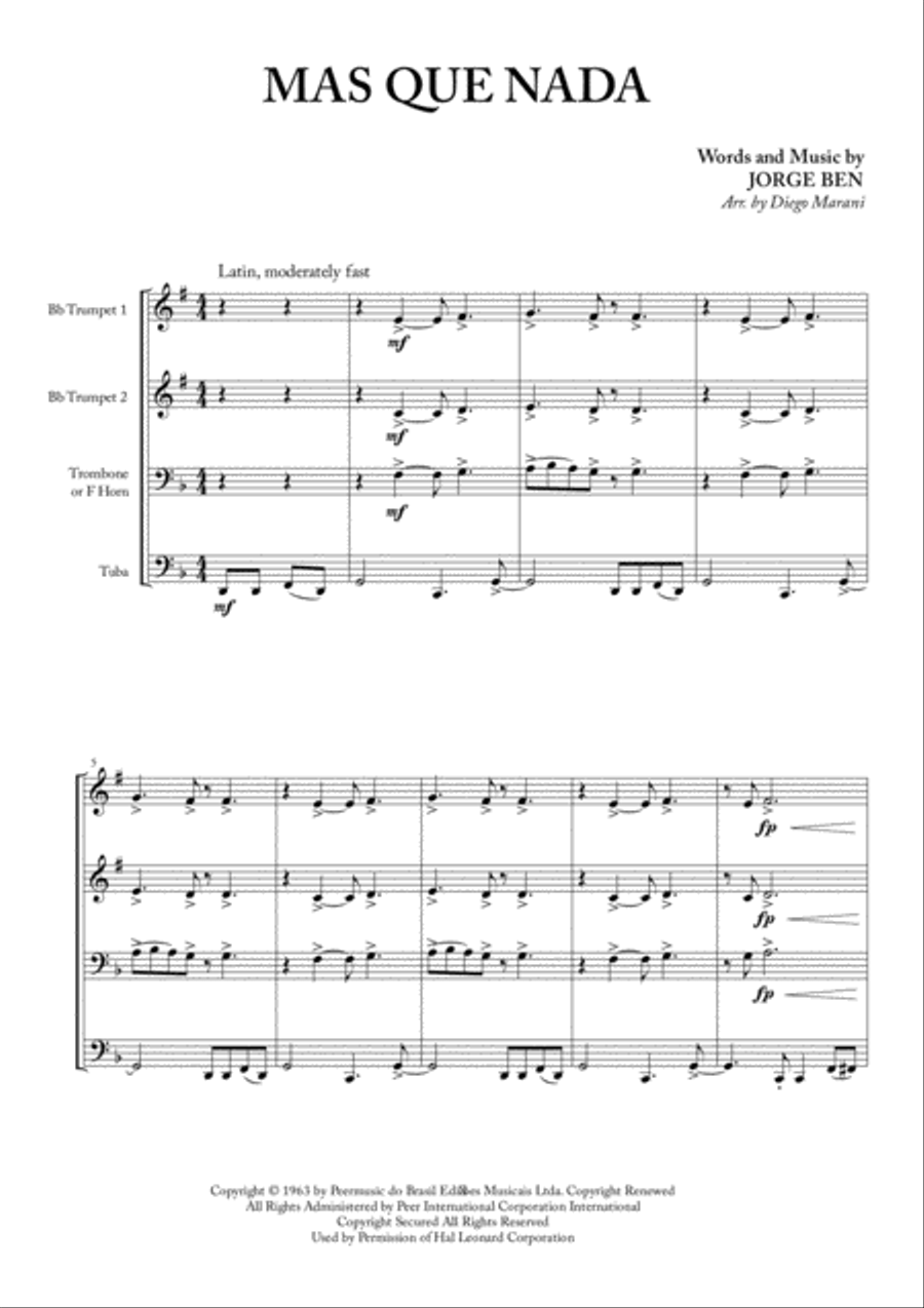 Mas Que Nada Mas Que Nada Brass Ensemble scores gallery preview page 1