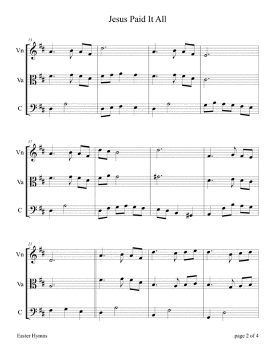 Jesus Paid It All (for String Trio – Violin, Viola, and Cello) String Trio scores gallery preview page 4