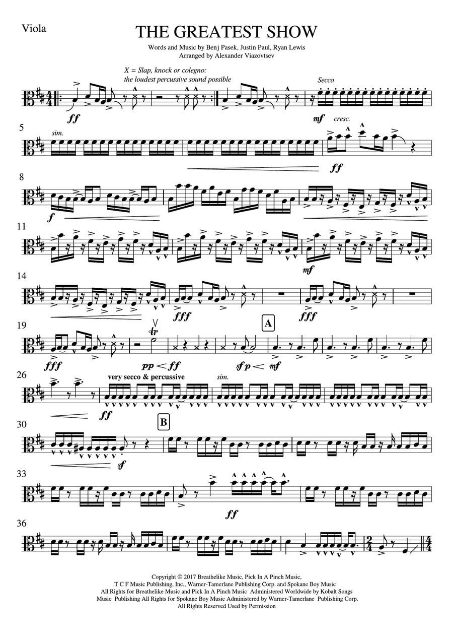 The Greatest Show String Quartet scores gallery preview page 6