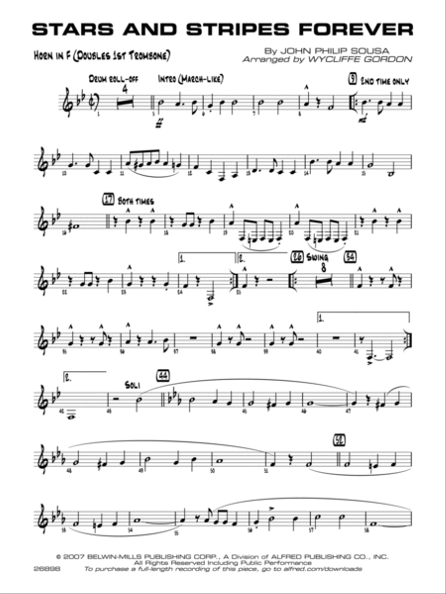 Stars and Stripes Forever: 1st F Horn Jazz Ensemble scores gallery preview page 1