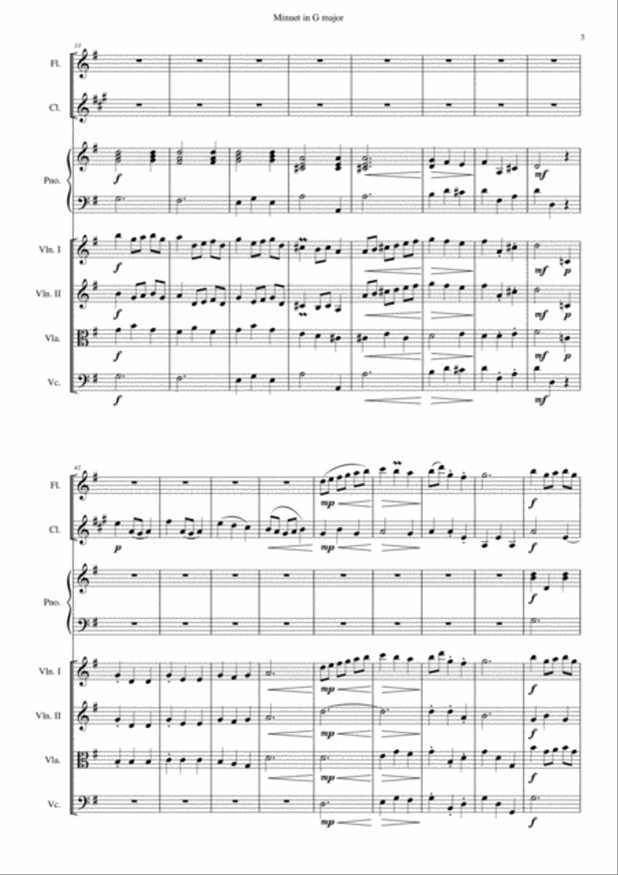 Minuet in G major Orchestra scores gallery preview page 3