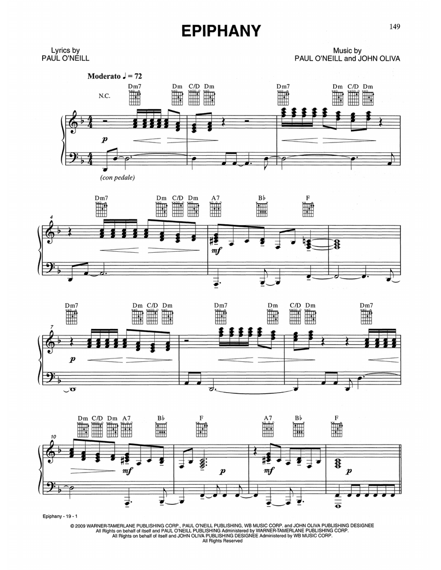 Epiphany Epiphany Piano, Vocal, Guitar scores gallery preview page 1