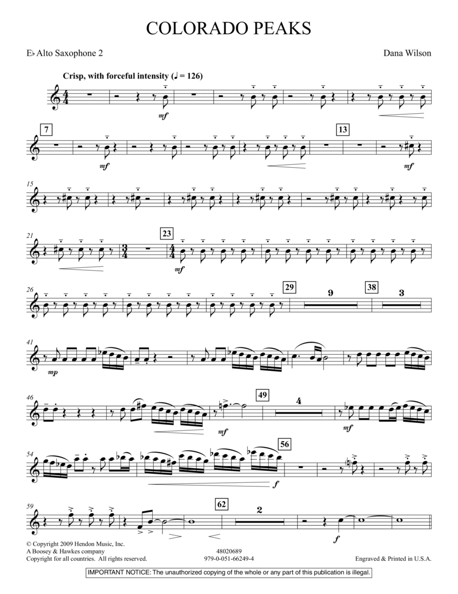 Colorado Peaks - Eb Alto Saxophone 2 Concert Band scores gallery preview page 1