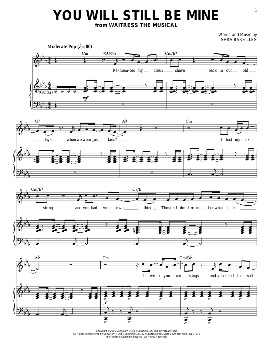 You Will Still Be Mine (from Waitress The Musical) Voice scores gallery preview page 1
