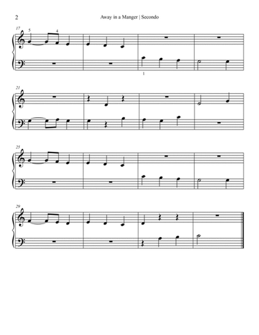 Away In A Manger – Primer Christmas Piano Duet Sheet Music image number null