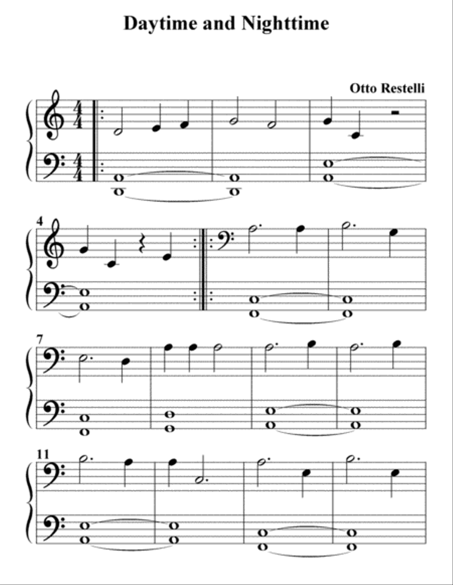 Daytime and Nighttime Easy Piano scores gallery preview page 1