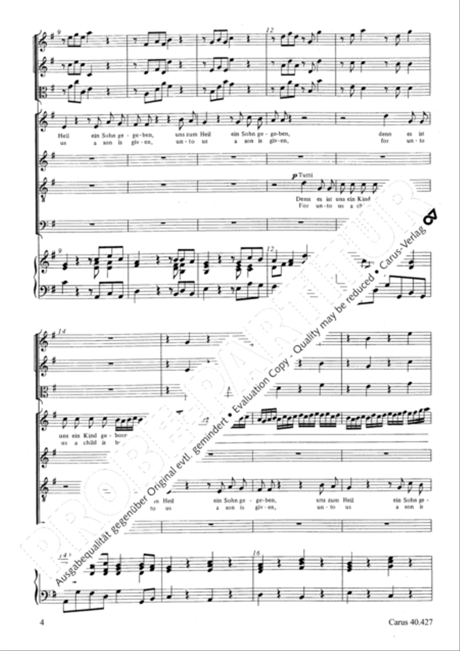For unto us a child is born (Denn es ist uns ein Kind geboren) 4-Part scores gallery preview page 5