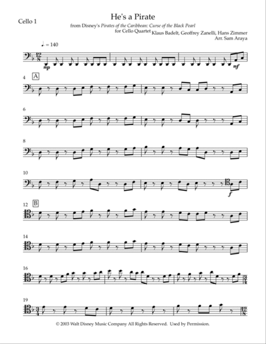 He s A Pirate by Hans Zimmer Cello Digital Sheet Music Sheet Music Plus