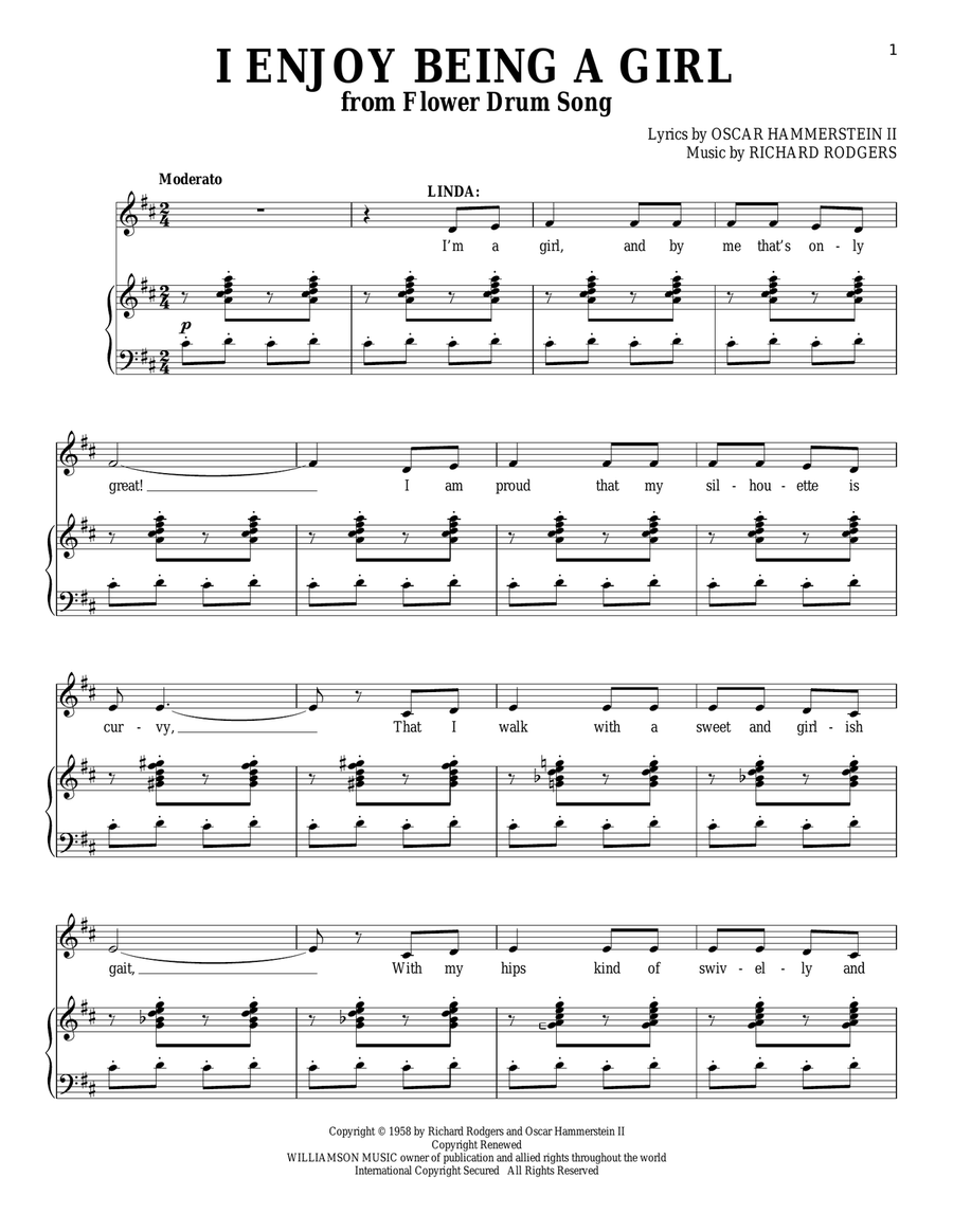 I Enjoy Being A Girl Piano, Vocal, Guitar scores gallery preview page 1