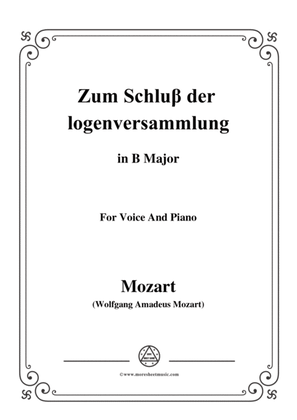 Mozart-Zum Schluβ der logenversammlung,in B Major,for Voice and Piano