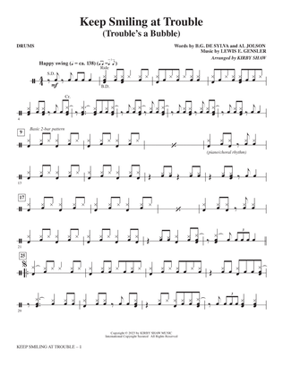 Keep Smiling at Trouble (Trouble's a Bubble) (arr. Kirby Shaw) - Drums