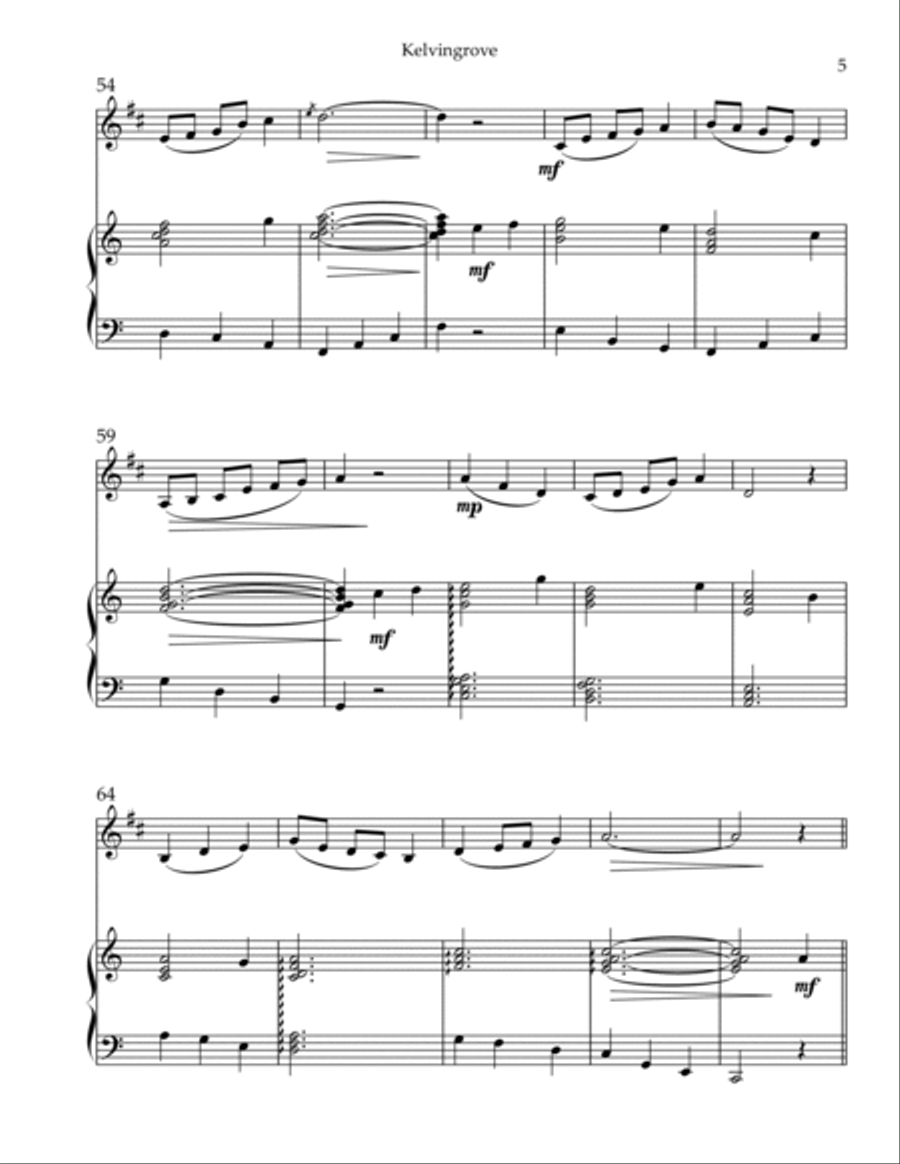 Kelvingrove, Duet for Bb Trumpet & Harp Trumpet Duet scores gallery preview page 5