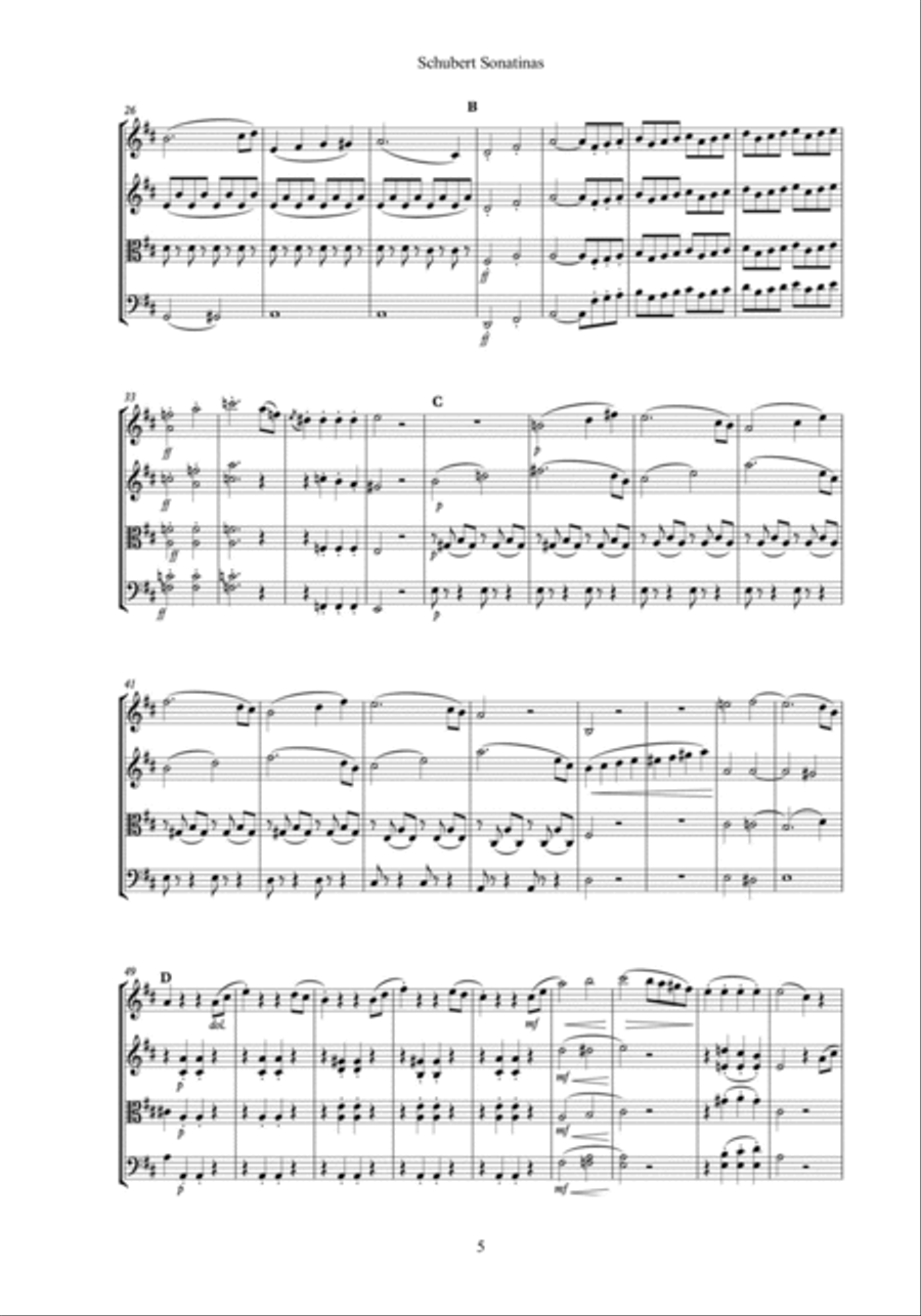 Schubert Sonatinas Op. 137 for String Quartet SCORE String Quartet scores gallery preview page 5