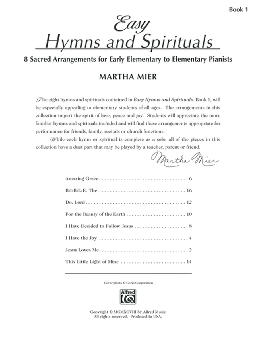 Easy Hymns and Spirituals, Book 1