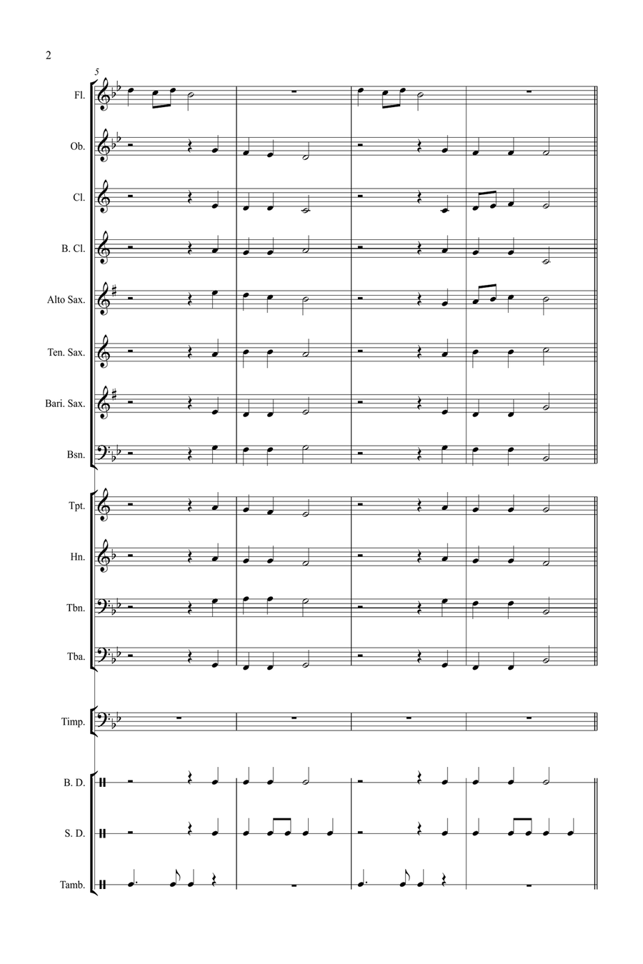 Flute Fantasy - Flute Feature for Beginning Band Concert Band scores gallery preview page 2