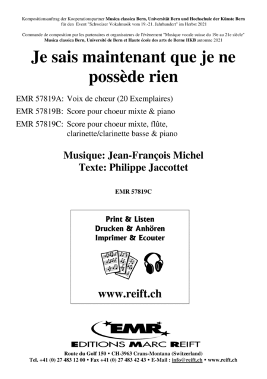 Je sais maintenant que je ne possede rien Mixed Choir scores gallery preview page 2