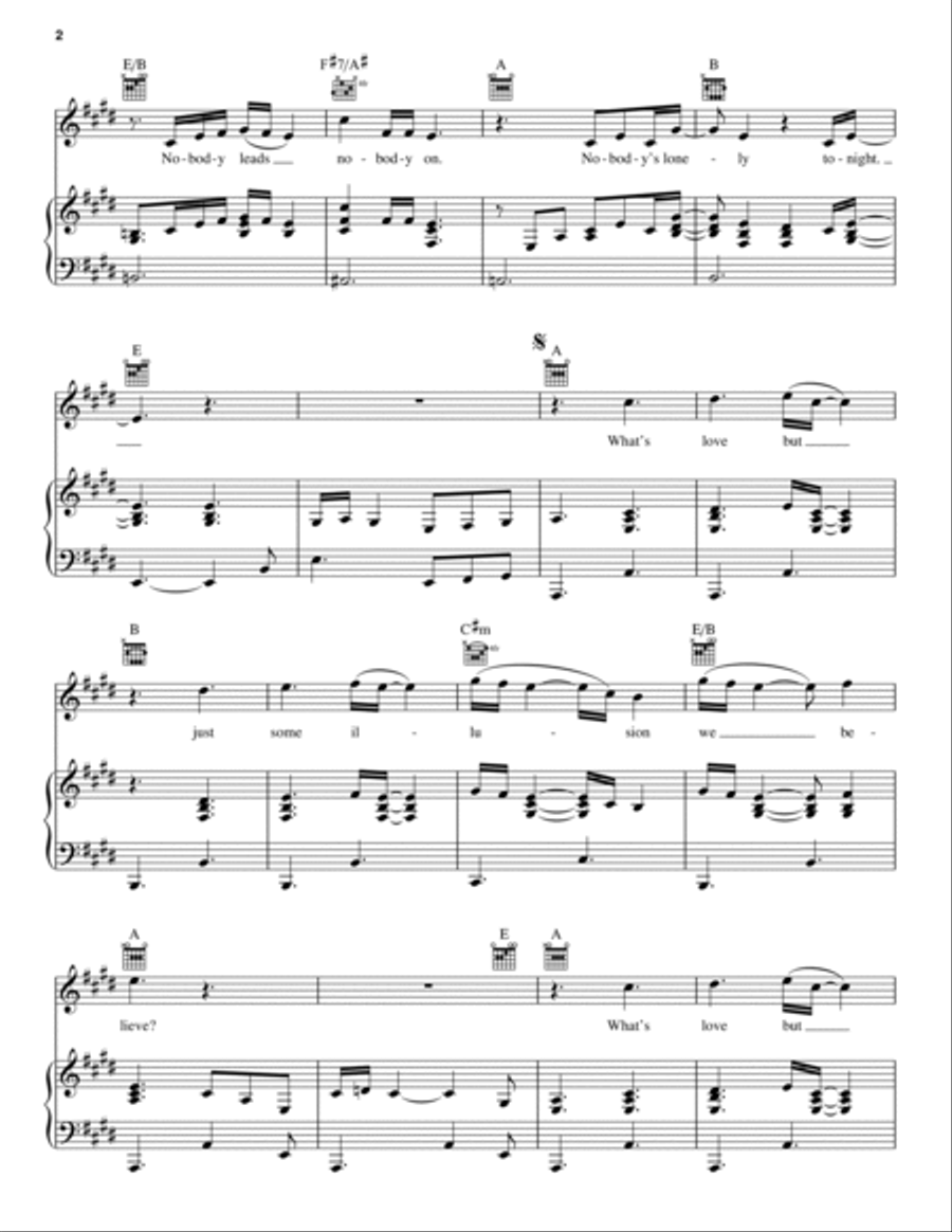 Nobody's Lonely Tonight Piano, Vocal, Guitar scores gallery preview page 2