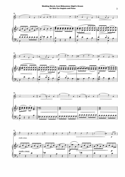 Wedding March by Mendelssohn, for Solo Cor Anglais (English Horn) and Piano image number null