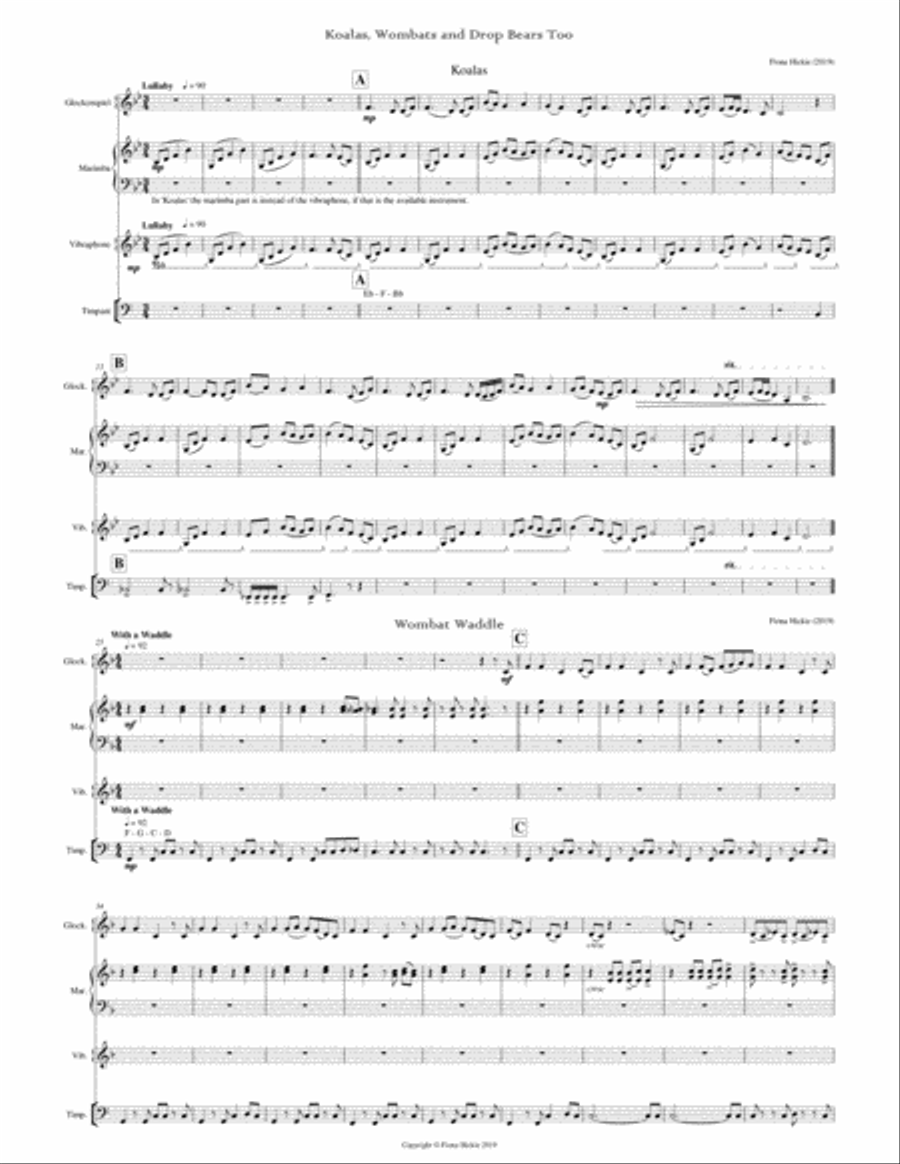 Koalas, Wombats and Drop Bears Too Percussion Ensemble scores gallery preview page 3