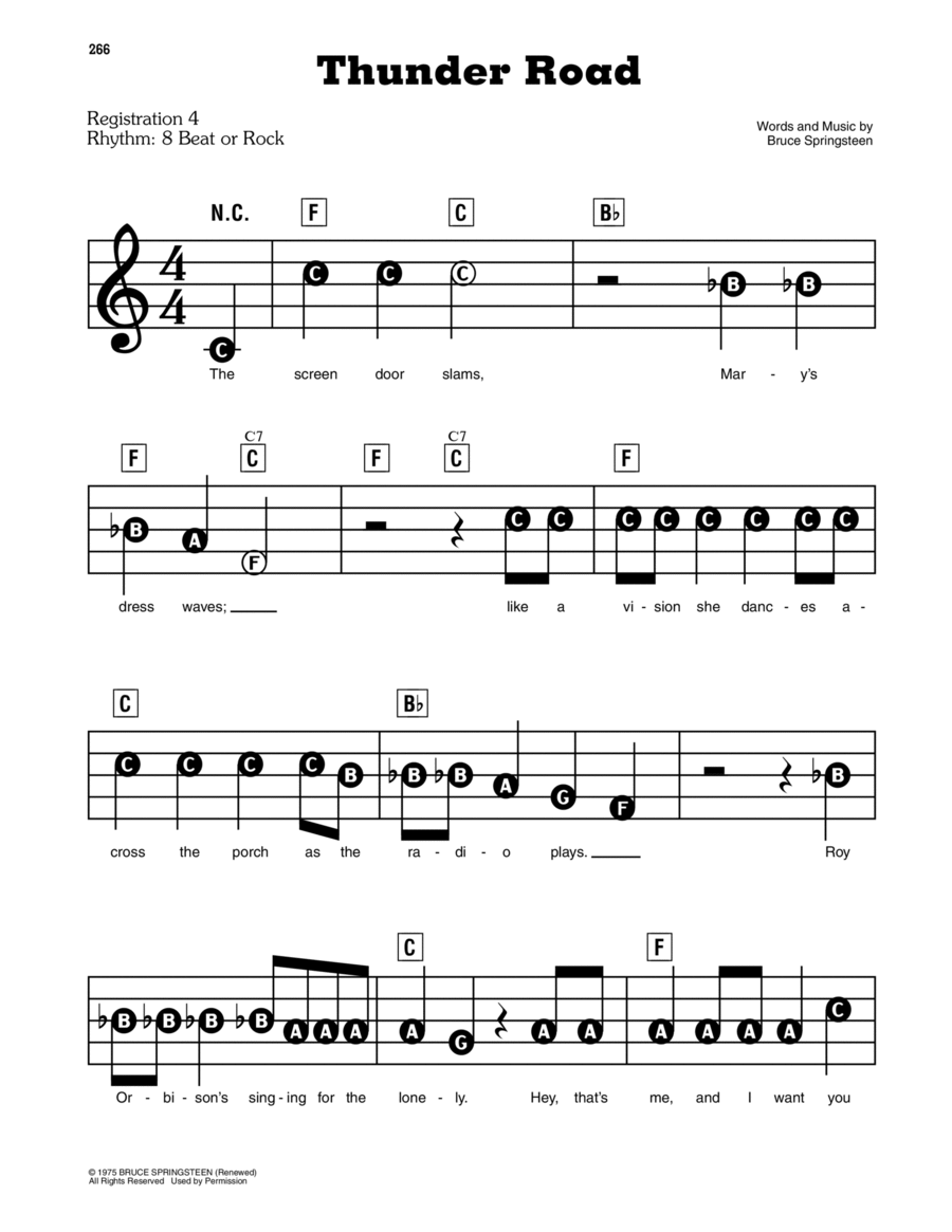 Thunder Road Electronic Keyboard scores gallery preview page 1