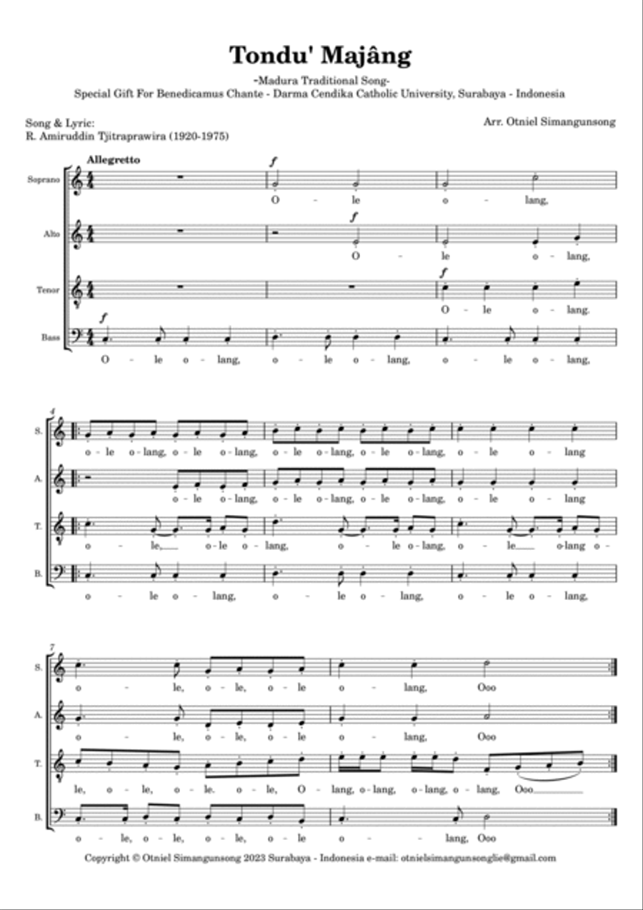 Tondu' Majâng 4-Part scores gallery preview page 3
