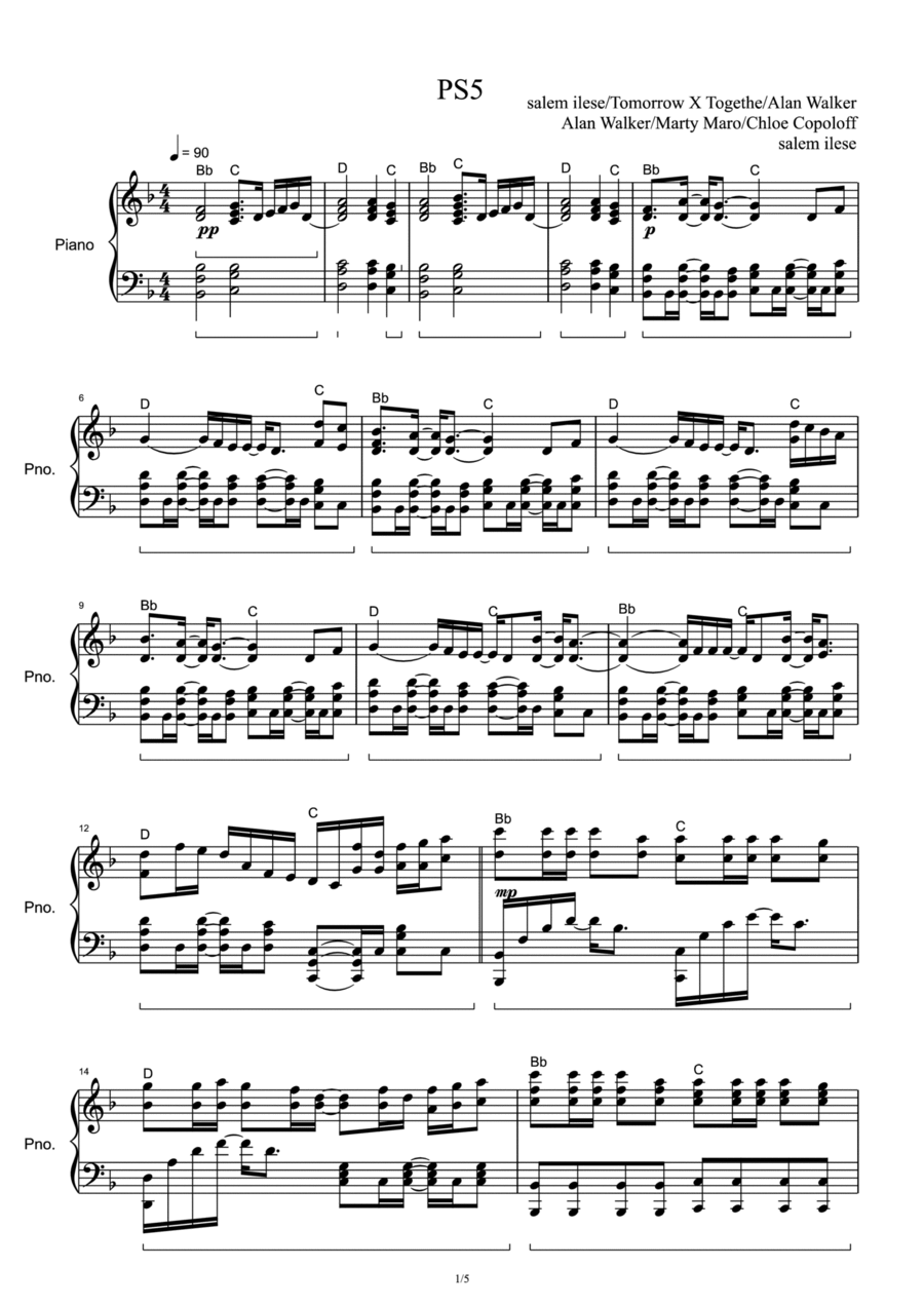 Ps5 Piano Solo scores gallery preview page 1