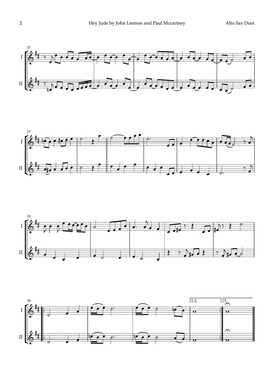 Hey Jude Woodwind Duet scores gallery preview page 2
