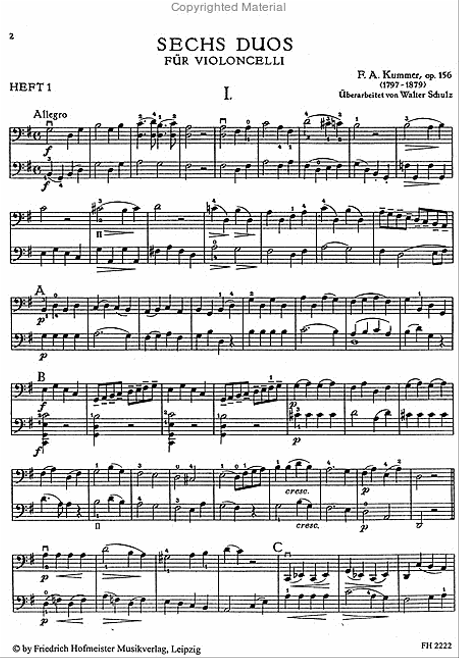 Sechs Duos, op. 156, Teil 1 Cello scores gallery preview page 2