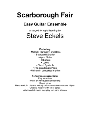 Scarborough Fair for Easy Guitar Ensemble