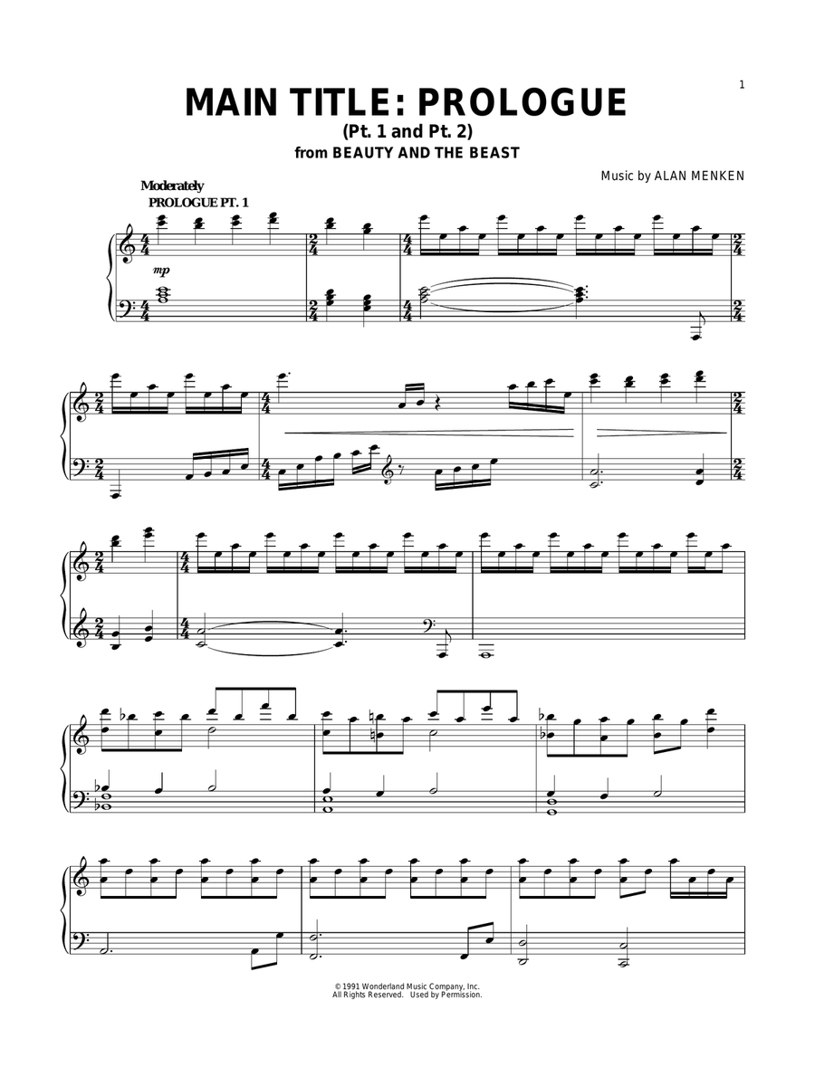 Main Title: Prologue Piano Solo scores gallery preview page 1