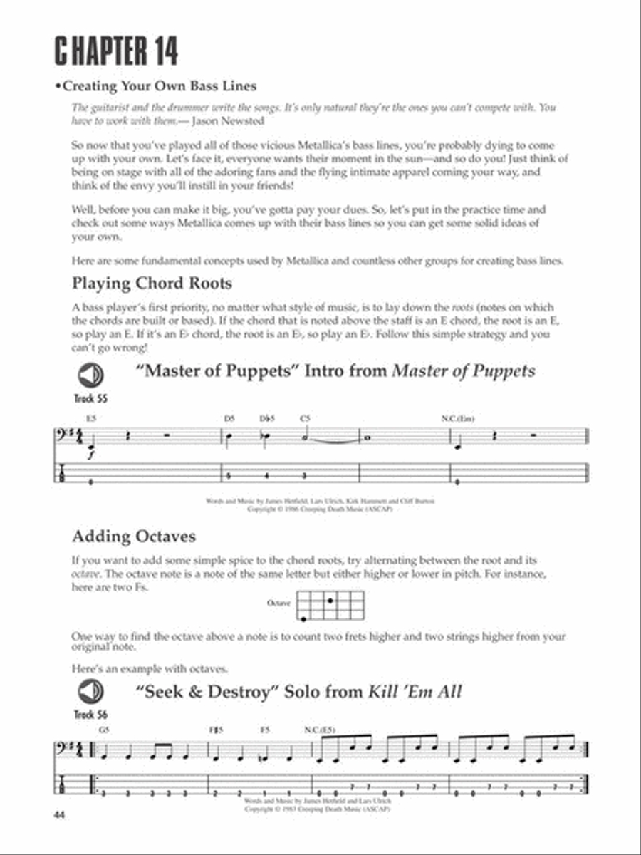 Learn to Play Bass with Metallica Bass Guitar Tablature scores gallery preview page 6