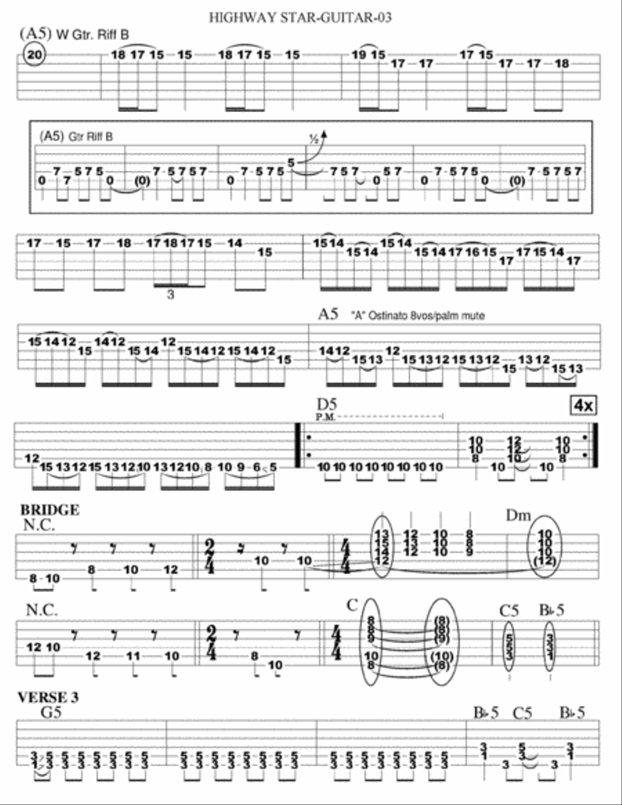 Highway Star Guitar Tablature scores gallery preview page 3